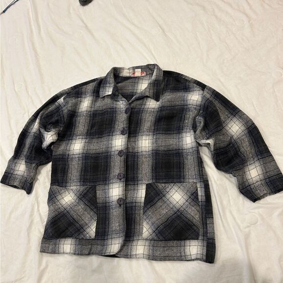 Allison Tracy Women's Loose Black Plaid Button-Down Long Sleeves Tops Medium - Picture 6 of 13